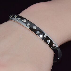 DESIGNER NATURAL DIAMOND 18K SOLID GOLD CELESTIAL STARBURST STACKING BANGLE